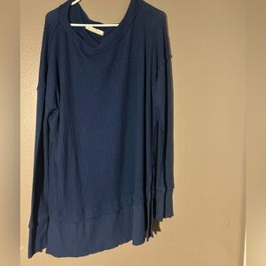 Free People Navy Blue Long Sleeve Top